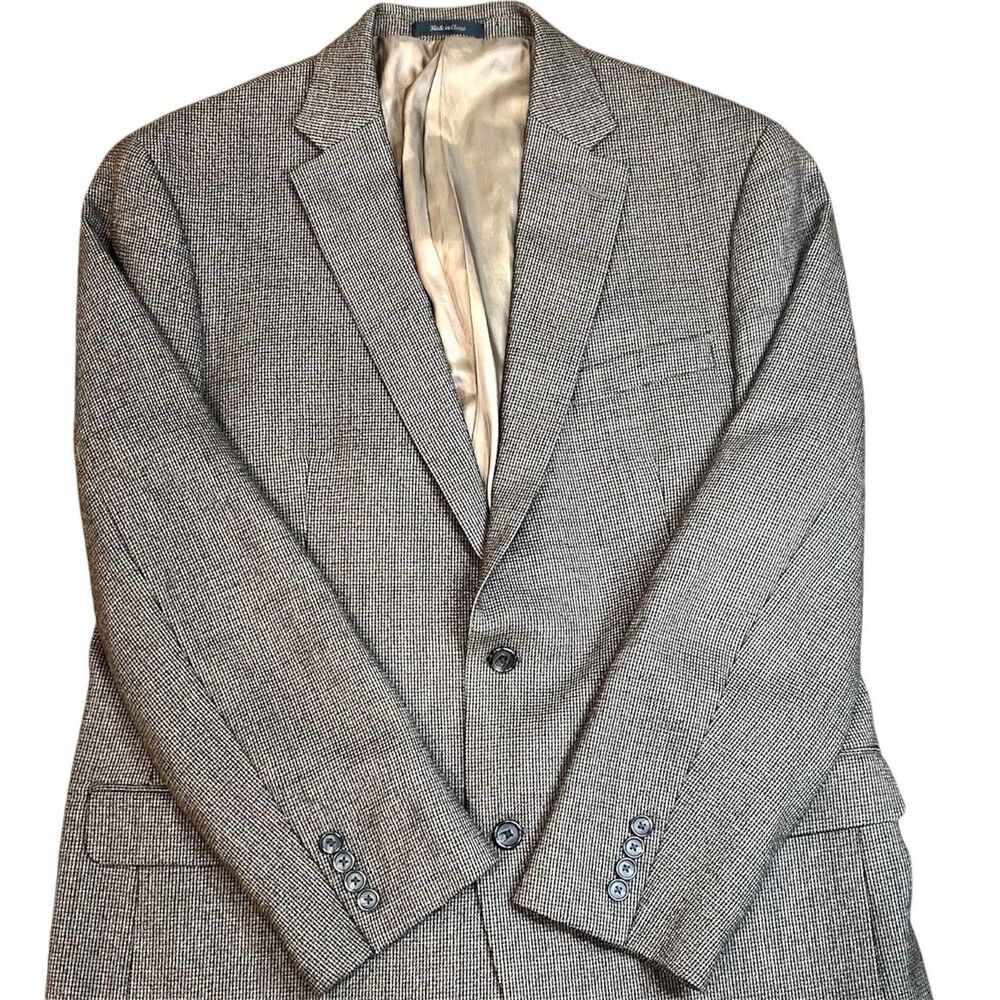 Lauren Ralph Lauren 44L LRL Green Label Blazer Wool Houndstooth Black/White